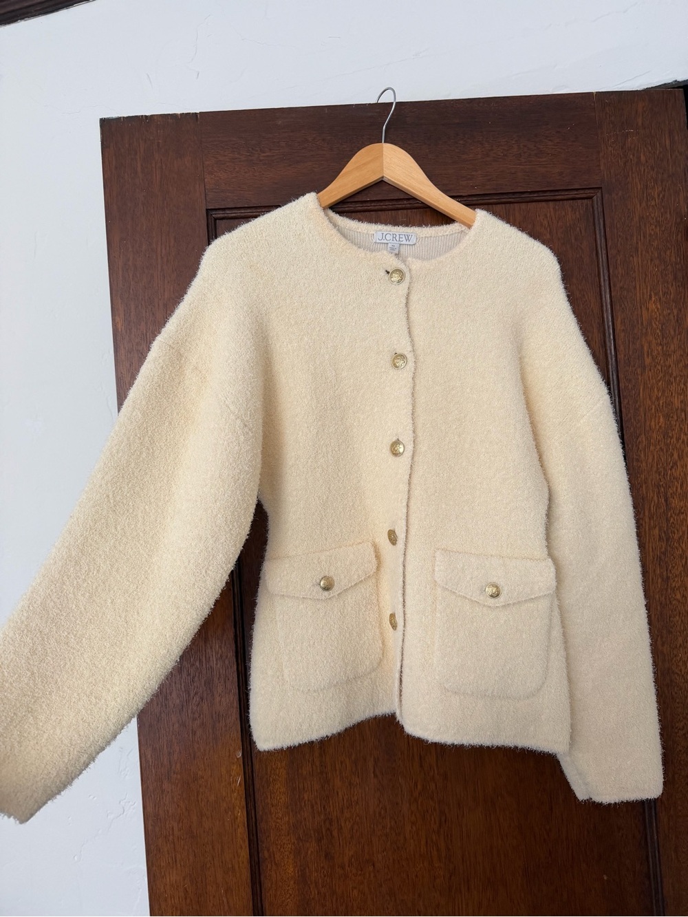 J. Crew Yellow Teddy Bouclé Button-Front Jacket